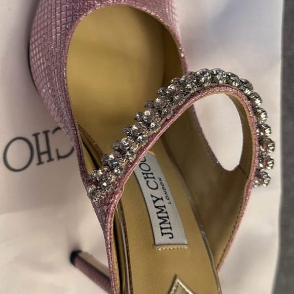 Jimmy Choo Pink Crystal-Embellished Heels